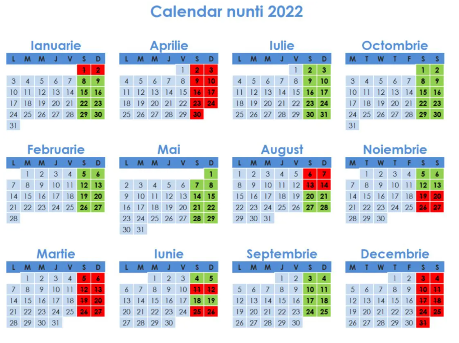 calendar nunti 2022